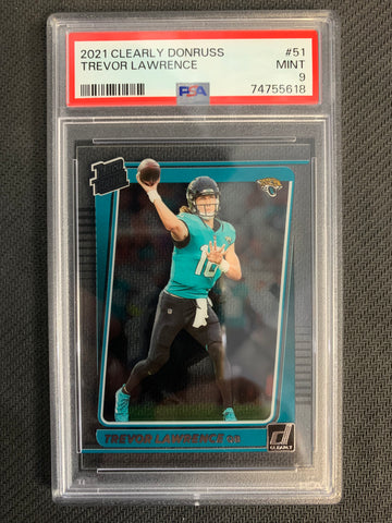 2021 DONRUSS CLEARLY FOOTBALL #51 JACKSONVILLE JAGUARS - TREVOR LAWRENCE RATED ROOKIE GRADED PSA 9 MINT