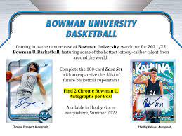 2021-22 BOWMAN CHROME UNIVERSITY BASKETBALL HOBBY BOXES - NEW!