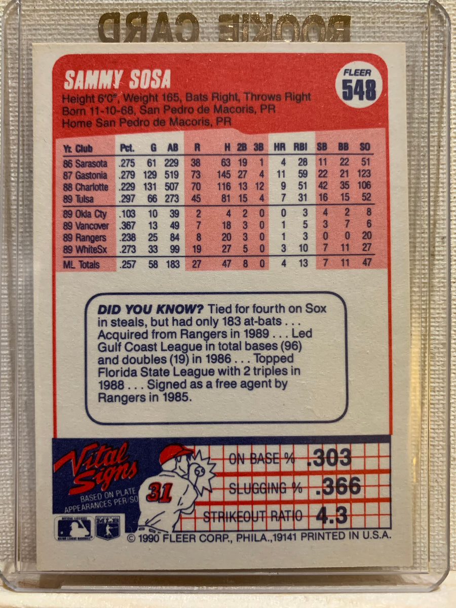 199091 FLEER BASEBALL 548 SAMMY SOSA ROOKIE CARD RAW Mint Sports