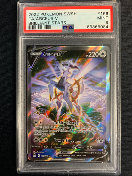 2022 POKEMON SW & SH BRILLIANT STARS ARCEUS V FULL ART 166/172 GRADED PSA 9 MINT