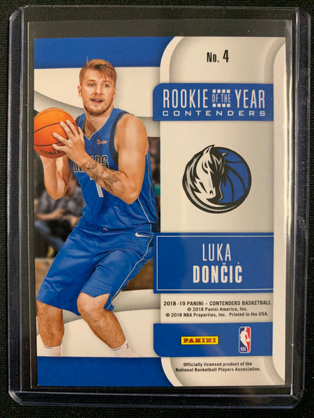 2018-19 PANINI CONTENDERS BASKETBALL #4 DALLAS MAVERICKS - LUKA DONCIC ROOKIE OF THE YEAR CONTENDERS ROOKIE CARD