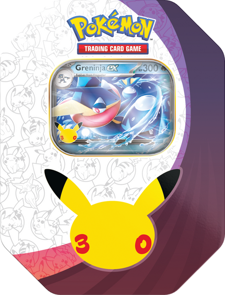 POKEMON 30TH CELEBRATION TIN SET OF 2 (1 EACH 0F GRENINJA EX & SYLVEON EX) PRE ORDER - NEW