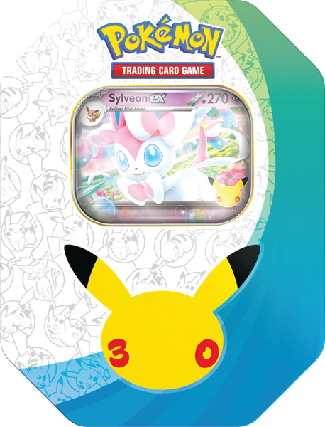 POKEMON 30TH CELEBRATION TIN SET OF 2 (1 EACH 0F GRENINJA EX & SYLVEON EX) PRE ORDER - NEW