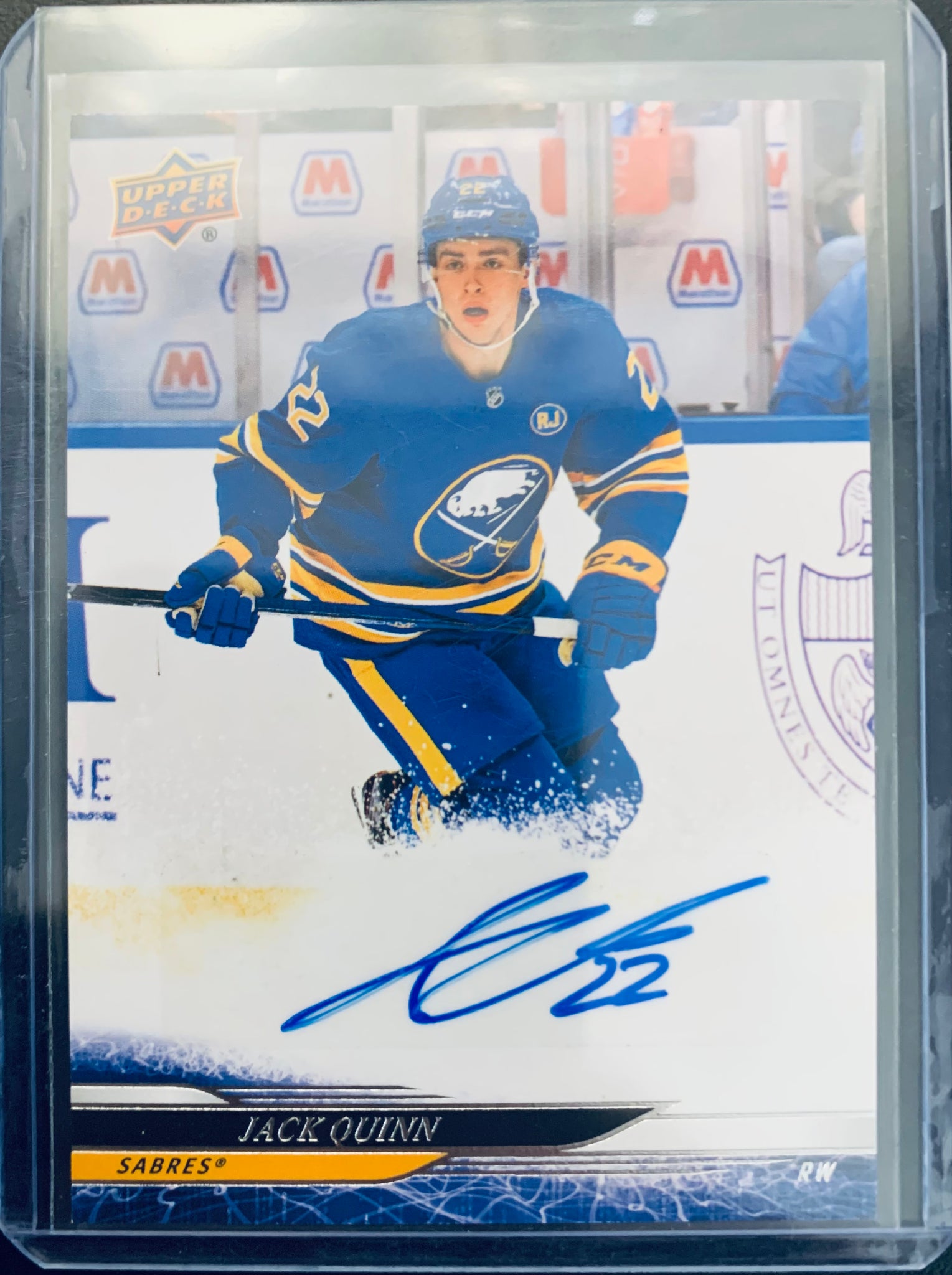 2024-25 UPPER DECK HOCKEY #27 BUFFALO SABRES - JACK QUINN SSP SNOW SPRAY AUTOGRAPH