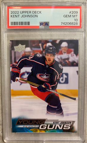 2022-23 UPPER DECK HOCKEY #C269 COLUMBUS BLUE JACKETS  - KENT JOHNSON YOUNG GUNS ROOKIE GRADED PSA 10 GEM MINT