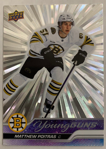 2023-24 UPPER DECK SERIES 2 HOCKEY #478 BOSTON BRUINS - MATTHEW POITRAS SILVER BURST YOUNG GUNS ROOKIE