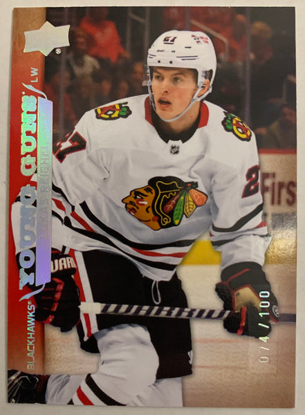 2022-23 UPPER DECK EXTENDED HOCKEY #T-81 CHICAGO BLACKHAWKS - LUKAS REICHEL RETRO YOUNG GUNS EXCLUSIVES #'D 074/100
