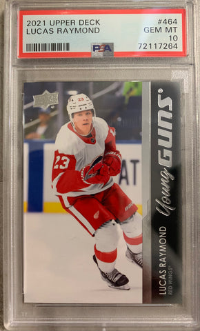 2021-22 UPPER DECK S2 HOCKEY #464 DETROIT RED WINGS - LUCAS RAYMOND YOUNG GUNS ROOKIE CARD GRADED PSA 10 GEM MINT