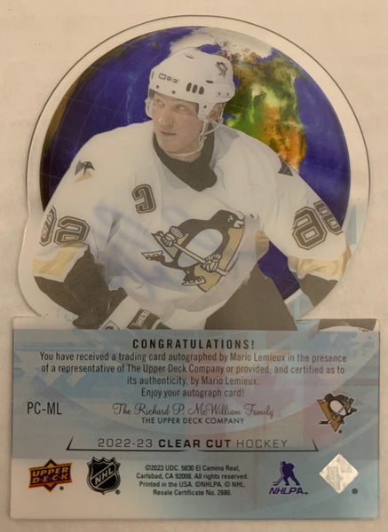 2022-23 UPPER DECK CLEAR CUT HOCKEY #PC-ML PITTSBURGH PENGUINS - MARIO LEMIEUX CLEAR CUT PRIDE AUTO #'D 05/25