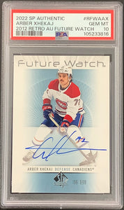 2022-23 UD SP AUTHENTIC HOCKEY #RFWAAX MONTREAL CANADIENS - ARBER XHEKAJ 2012 RETRO FWA GRADED PSA 10 GEM MINT