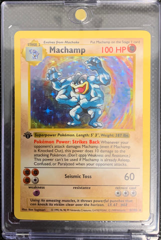 1999 POKEMON BASE SET - MACHAMP 8/102 FIRST EDITION SHADOWLESS