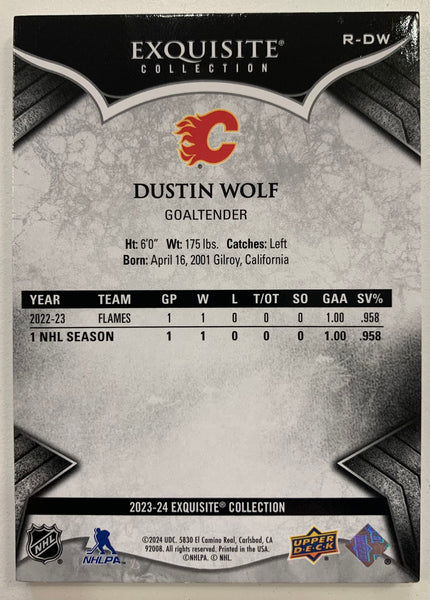 2023-24 UD BLACK DIAMOND HOCKEY #R-DW CALGARY FLAMES - DUSTIN WOLF EXQUISITE COLLECTION ROOKIE #'D 362/399