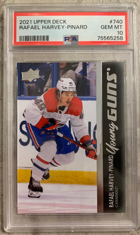 2021-22 UPPER DECK EXTENDED SERIES HOCKEY #740 MONTREAL CANADIENS - RAFAEL HARVEY-PINARD YOUNG GUNS ROOKIE GRADED PSA 10