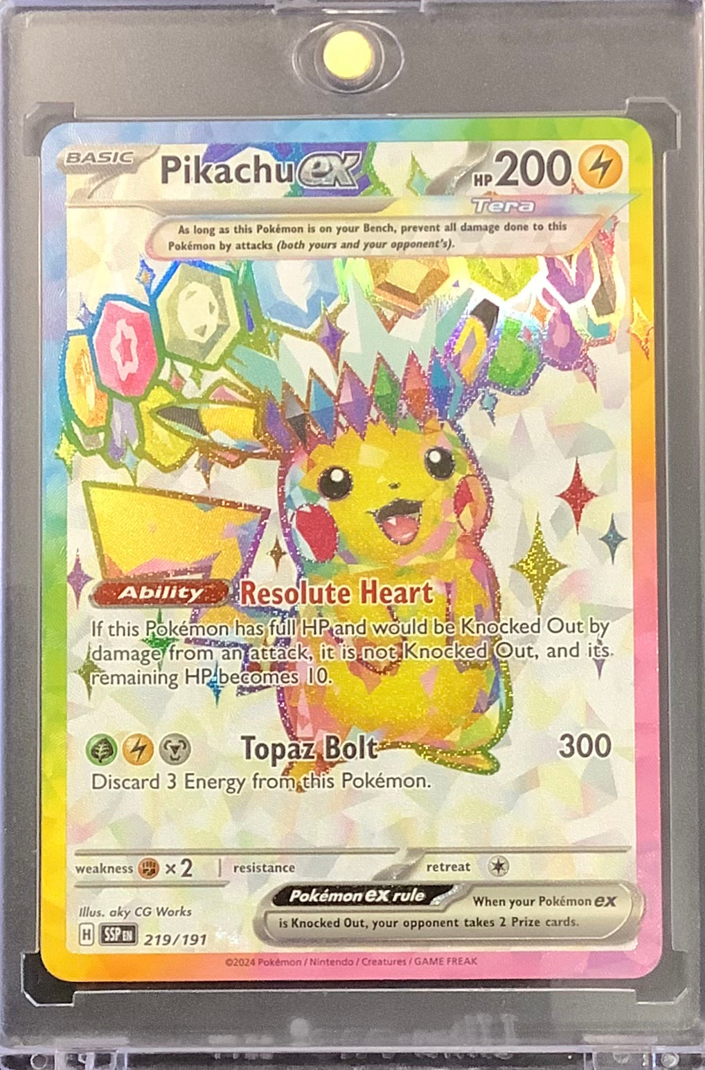 2024 POKEMON S&V SURGING SPARKS - PIKACHU EX FULL ART ULTRA RARE #219/191 - MINT!