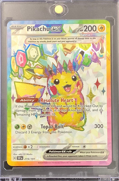 2024 POKEMON S&V SURGING SPARKS - PIKACHU EX FULL ART ULTRA RARE #219/191 - MINT!