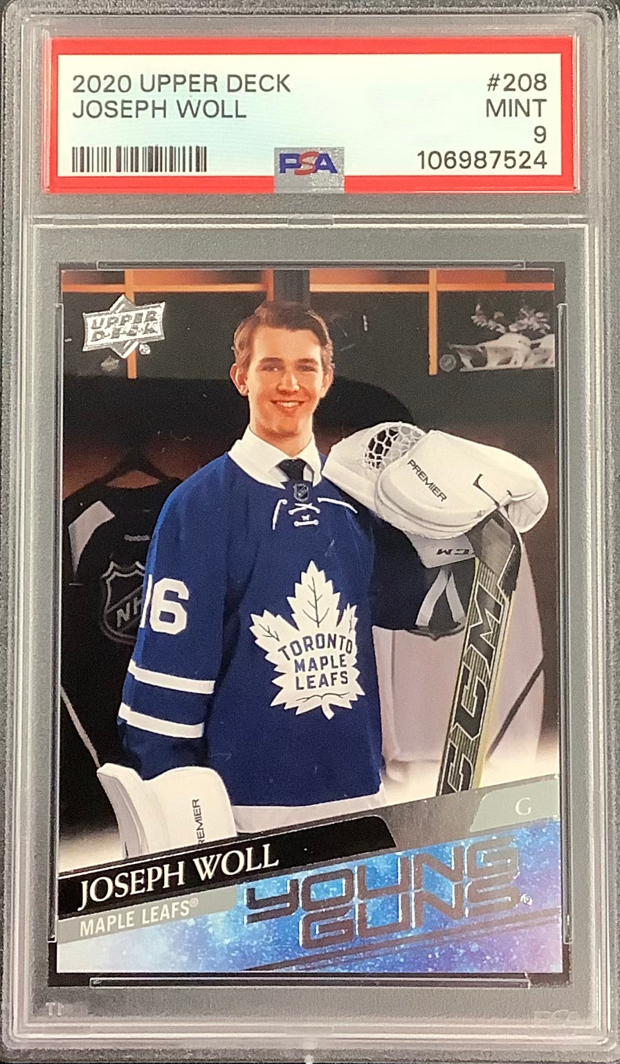 2020-21 UPPER DECK HOCKEY #208 - TORONTO MAPLE LEAFS - JOSEPH WOLL YOUNG GUNS ROOKIE GRADED PSA 9 MINT