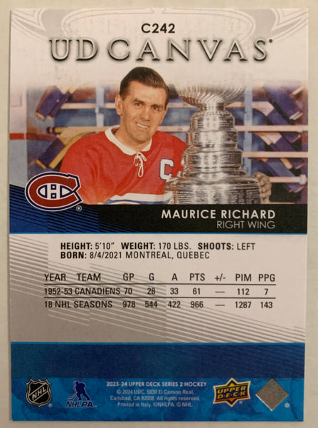 2023-24 UPPER DECK SERIES 2 HOCKEY #C242 MONTREAL CANADIENS - MAURICE RICHARD LEGENDS CANVAS