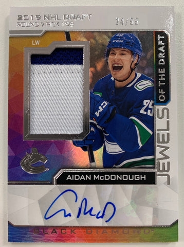 2023-24 UD BLACK DIAMOND HOCKEY #JD-AM VANCOUVER CANUCKS - AIDAN MCDONOUGH JEWELS OF THE DRAFT ROOKIE AUTO PATCH #'D 24/99
