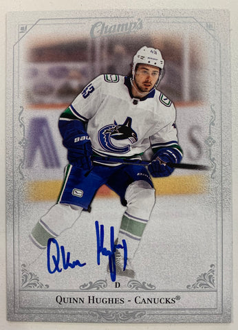 2020-21 UPPER DECK CLEAR CUT HOCKEY #C-QH VANCOUVER CANUCKS - QUINN HUGHES CHAMP'S ON CARD AUTOGRAPH