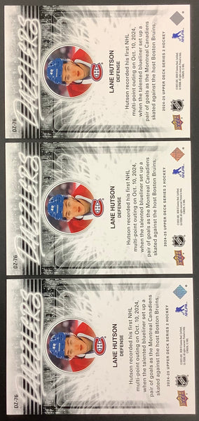 2024-25 UPPER DECK HOCKEY - MONTREAL CANADIENS - LANE HUTSON DAZZLERS LOT OF 3