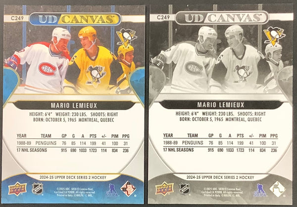 2024-25 UPPER DECK S2 HOCKEY # C249 PITTSBURGH PENGUINS - MARIO LEMIEUX UD CANVAS LOT OF 2