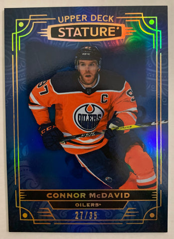 2022-23 UPPER DECK STATURE HOCKEY #56 EDMONTON OILERS - CONNOR MCDAVID BLUE VARIATION #'D 27/35