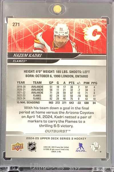 2024-25 UPPER DECK S2 HOCKEY #271 CALGARY FLAMES - NAZEM KADRI RED OUTBURST #'D 19/25