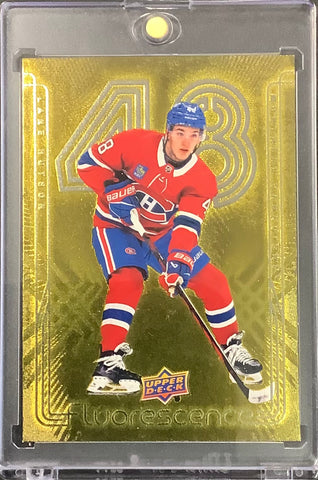 2024-25 UPPER DECK HOCKEY #F-48 MONTREAL CANADIENS - LANE HUTSON FLUORESCENCE GOLD #'D 062/150 - MINT