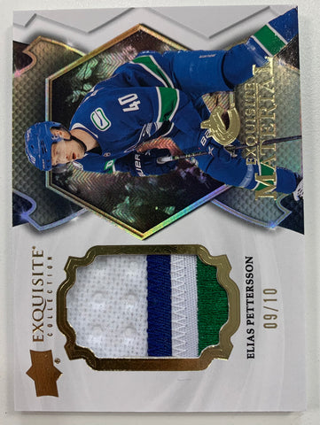 2023-24 UD BLACK DIAMOND HOCKEY #EM-EP VANCOUVER CANUCKS - ELIAS PETTERSSON EXQUISITE MATERIAL #'D 09/10