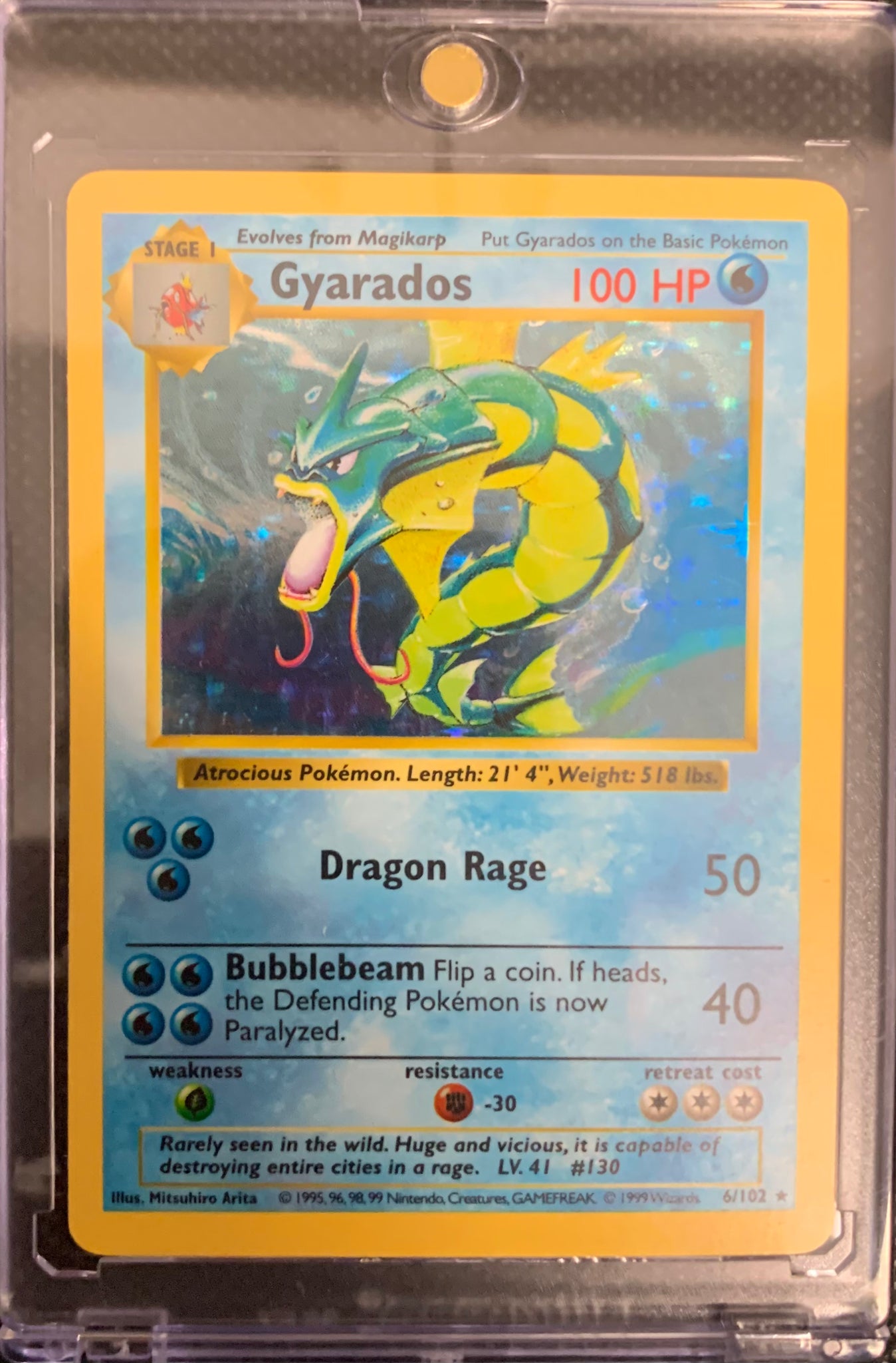 1999 POKEMON BASE SET - GYARADOS 6/102 SHADOWLESS