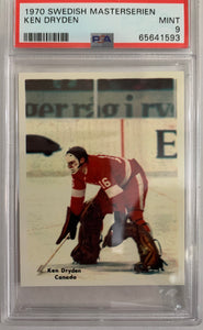 1970 SWEDISH MASTERSERIEN HOCKEY - TEAM CANADA - KEN DRYDEN BLANK BACK PSA 9 MINT - VERY RARE!