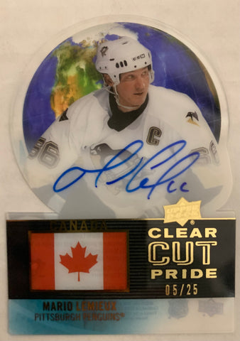 2022-23 UPPER DECK CLEAR CUT HOCKEY #PC-ML PITTSBURGH PENGUINS - MARIO LEMIEUX CLEAR CUT PRIDE AUTO #'D 05/25