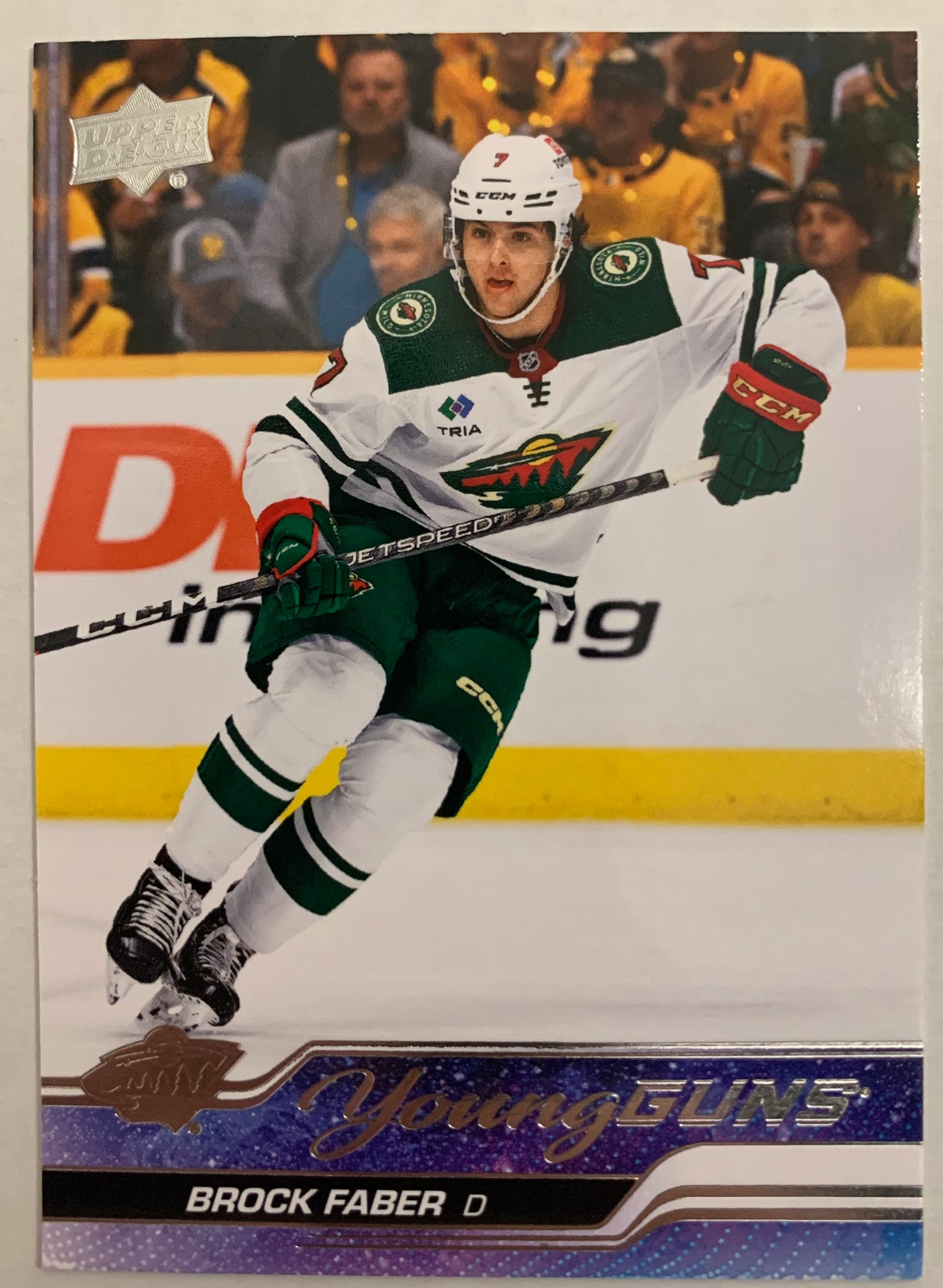 2023-24 UPPER DECK SERIES 1 HOCKEY #215 MINNESOTA WILD - BROCK FABER YOUNG GUNS ROOKIE