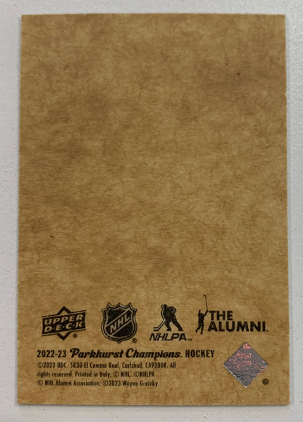2022-23 UD PARKHURST CHAMPIONS HOCKEY - EDMONTON OILERS - WAYNE GRETZKY MINI PARKIE BLUE BORDER SP PARALLEL