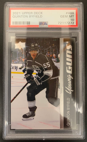 2021-22 UPPER DECK S2 HOCKEY #488 LOS ANGELES KINGS - QUINTON BYFIELD YOUNG GUNS ROOKIE CARD GRADED PSA 10 GEM MINT