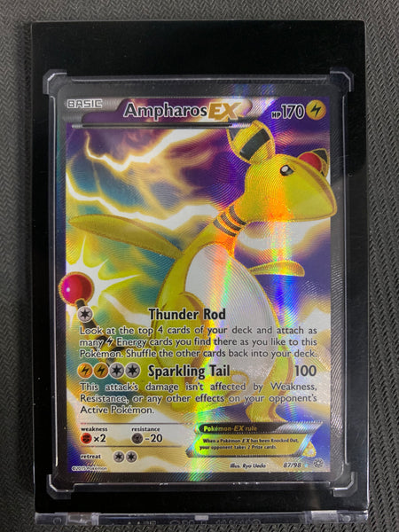 2015 POKEMON XY ANCIENT ORIGINS - AMPHAROS EX FULL ART RARE 87/98 - MINT