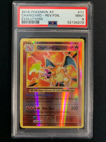 2016 POKEMON XY EVOLUTIONS CHARIZARD REVERSE HOLO FOIL 11/108 GRADED PSA 9 MINT