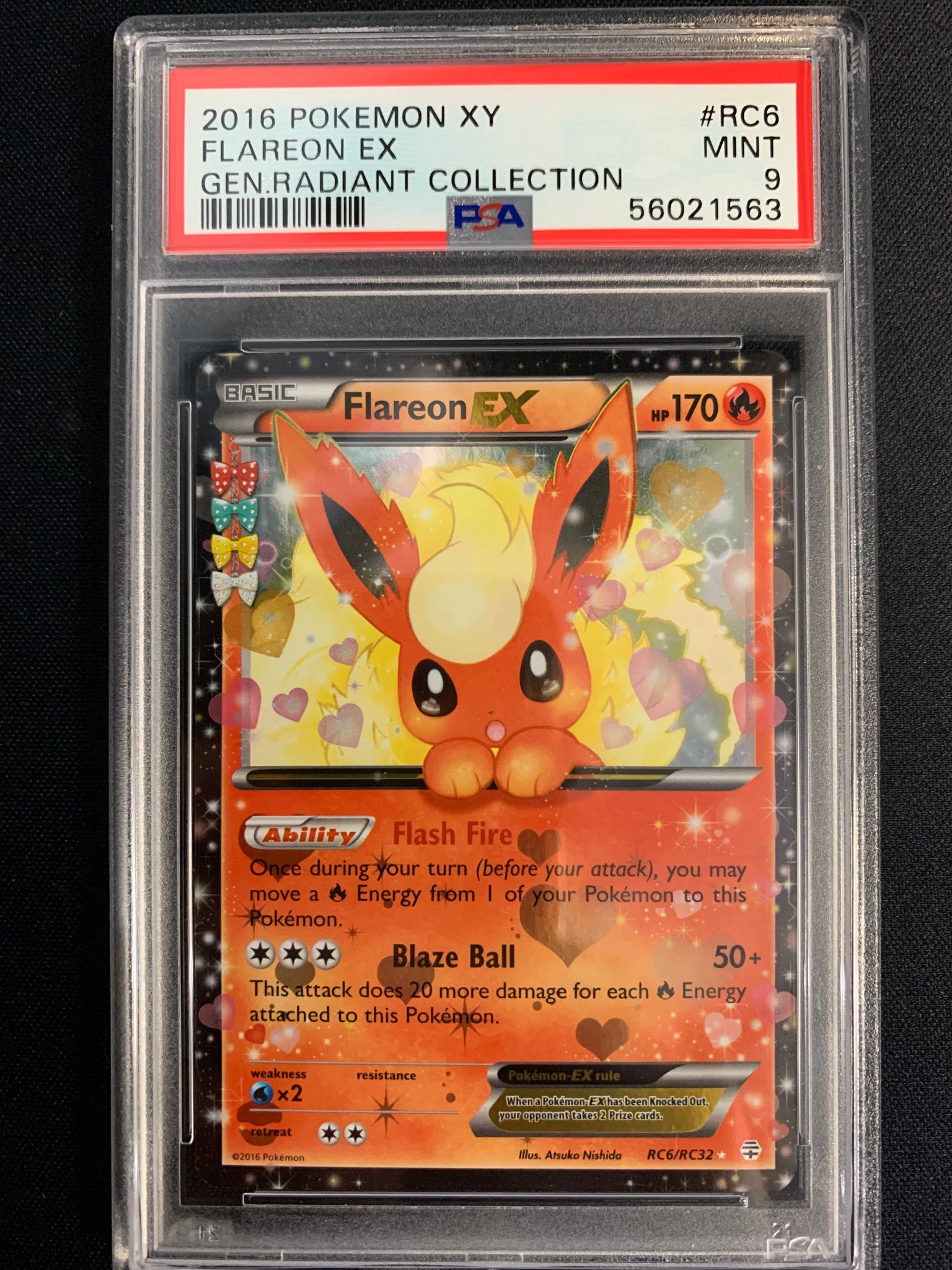 2016 POKEMON GENERATIONS - FLAREON EX HOLO ULTRA RARE RC6/RC32 - GRADED PSA 9MINT