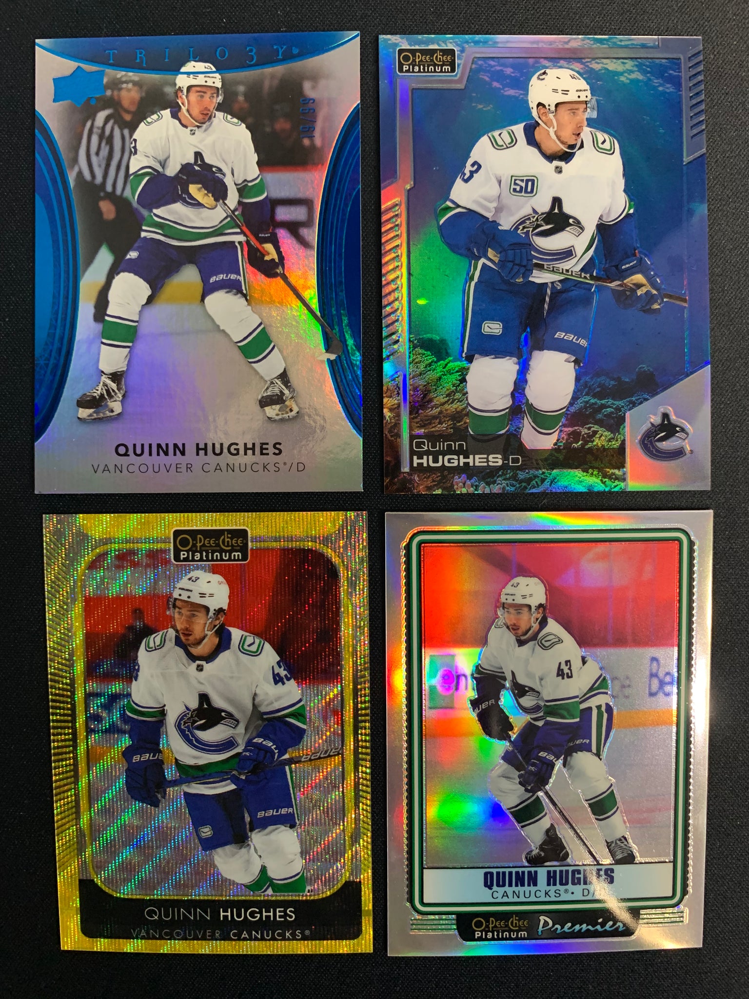 UPPER DECK HOCKEY VANCOUVER CANUCKS - QUINN HUGHES LOT OF 4