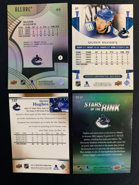 UPPER DECK HOCKEY VANCOUVER CANUCKS - QUINN HUGHES LOT OF 4