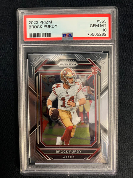 2022 PANINI PRIZM FOOTBALL #353 SAN FRANCISCO 49ERS - BROCK PURDY PRIZM ROOKIE GRADED PSA 10 GEM MINT