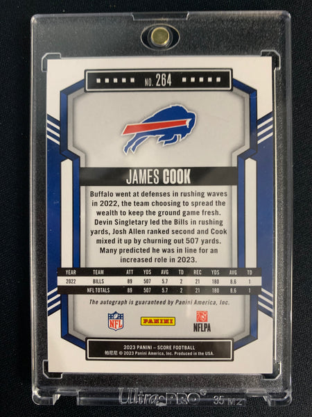 2023 PANINI SCORE FOOTBALL #264 BUFFALO BILLS - JAMES COOK  AUTOGRAPH