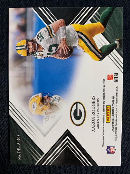 2022 PANINI LIMITED FOOTBALL #PB-ARO GREEN BAY PACKERS - AARON RODGERS PLAYOFF BRILLIANCE SWATCH NUMBERED 66/75