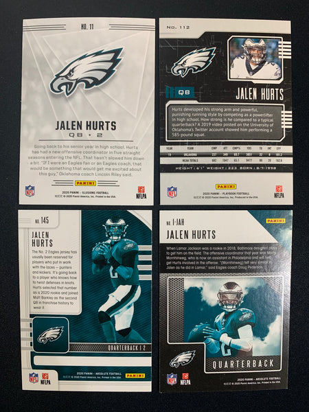 JALEN HURTS - PHILADELPHIA EAGLES -  PANINI FOOTBALL ROOKIE CARD LOT OF 4