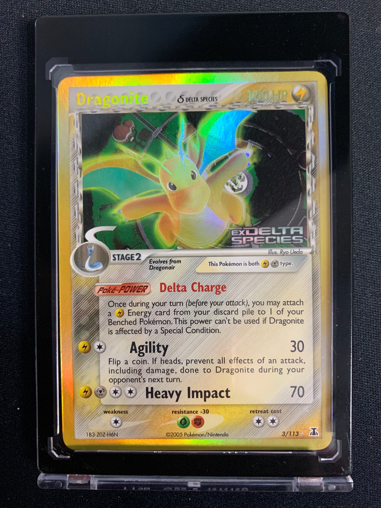 2005 POKEMON DELTA SPECIES DRAGONITE STAMPED HOLO RARE 3/113 - MINT CONDITION!