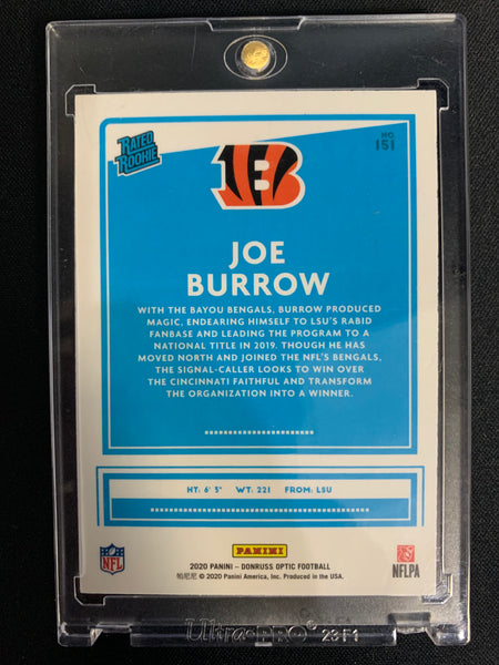 2020 PANINI DONRUSS OPTIC FOOTBALL #151 CINCINNATI BENGALS - JOE BURROW RATED ROOKIE CARD