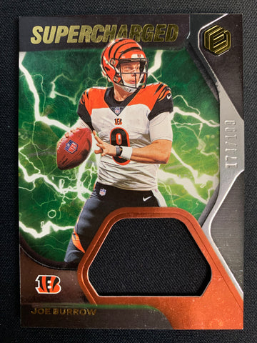 2020 PANINI ELEMENTS FOOTBALL #SC-1 CINCINNATI BENGALS - JOE BURROW SUPERCHARGED PATCH ROOKIE INSERT