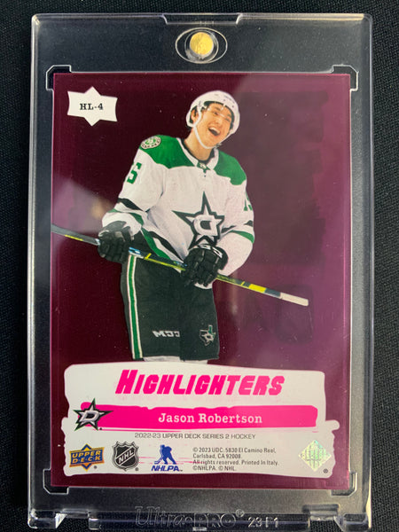 2022-23 UPPER DECK S2 HOCKEY #HL-4 DALLAS STARS - JASON ROBERTSON SSP PINK HIGHLIGHTERS INSERT