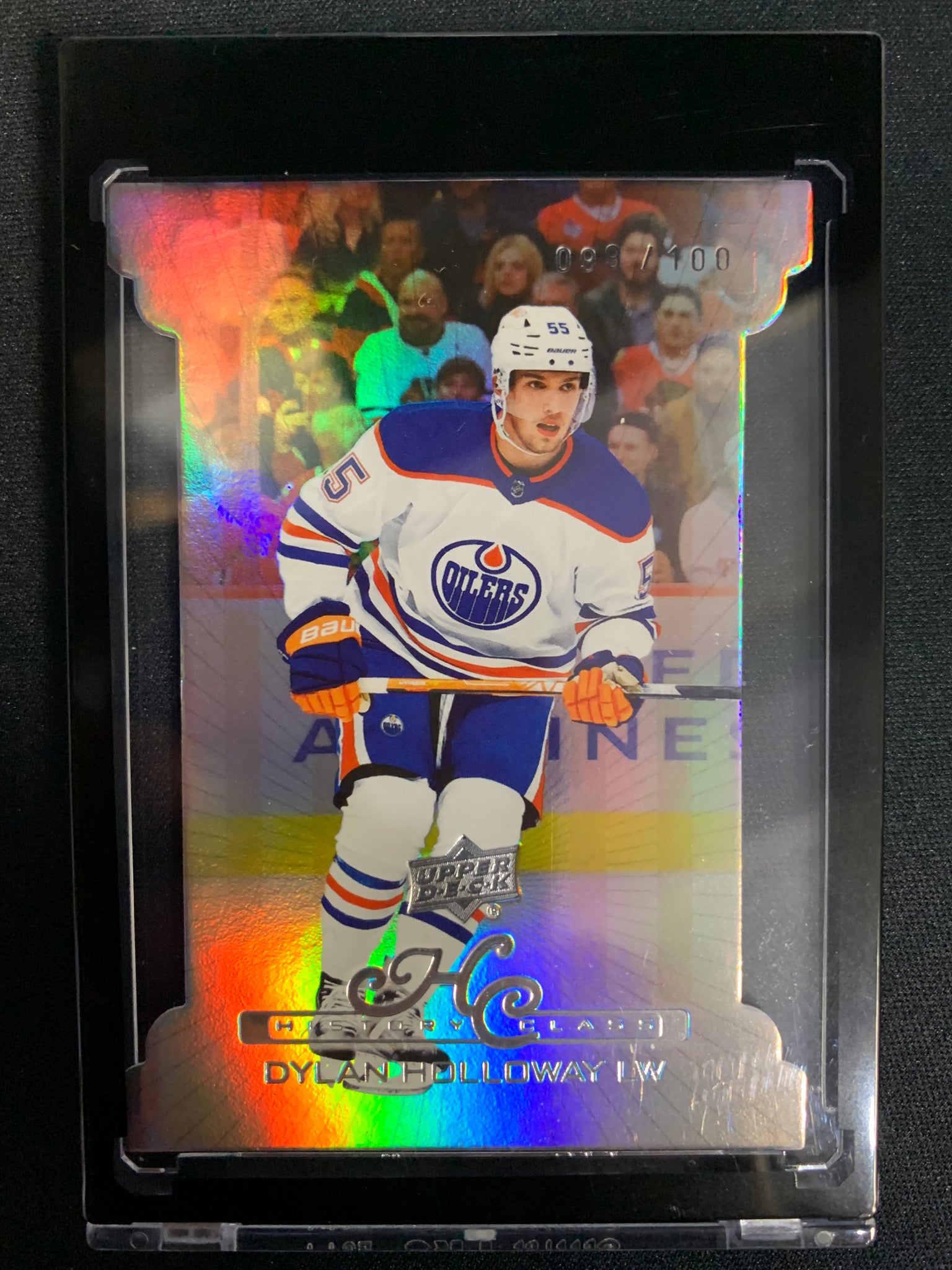 2022-23 UPPER DECK HOCKEY #HC-10 EDMONTON OILERS  - DYLAN HOLLOWAY HISTORY CLASS ROOKIE INSERT #'D 099/100