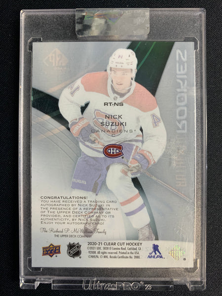 2020-21 UPPER DECK CLEAR CUT HOCKEY #RT-NS MONTREAL CANADIENS - NICK SUZUKI AUTHENTIC ROOKIES AUTOGRAPH